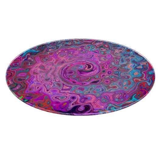Lila, blau und rot Abstrakter Retrowirbel Schneidebrett (Ecke)