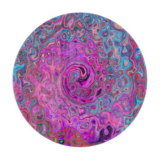 Lila, blau und rot Abstrakter Retrowirbel Schneidebrett (Vorderseite)