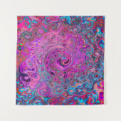 Lila, blau und rot Abstrakter Retrowirbel Wandteppich (Vorderseite (Horizontal))