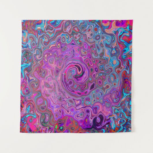 Lila, blau und rot Abstrakter Retrowirbel Wandteppich (Vorderseite)