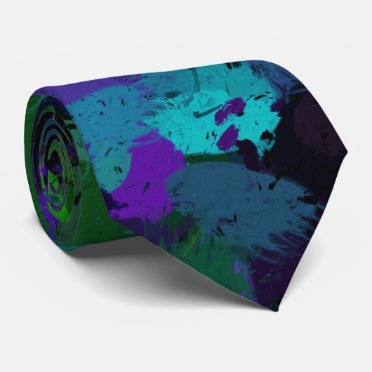 Lila, blau und schwarz Abstrakt Krawatte (Gerollt)