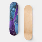 Lila Blau und Silber Glitzer Personalisiert Skateboard (Vorderseite)