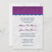 Lila, blau und silber Wedding Monogram V05 Einladung (Vorderseite)