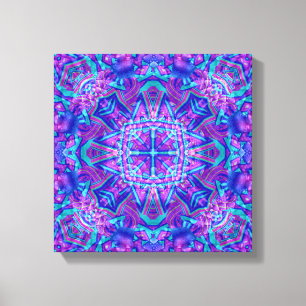 Lila & Blau vintage-fraktaler Kaleidoskop Leinwanddruck