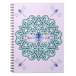 Lila Blau Violetter Mandala Libellen Notizbuch Notizblock