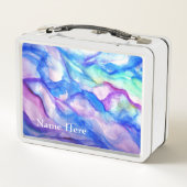 Lila & blau Wasserfarben Kunstdruckerei Lunchbox (Rückseite)