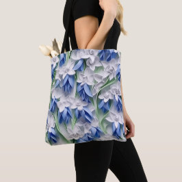 LILA BLAU WEISS 3DLOOK BLUEBELL BLUME TASCHE
