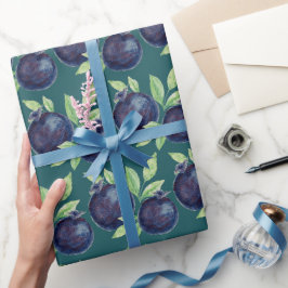 Lila Blaubeeren Wasserfarben Handlackiert Geschenkpapier