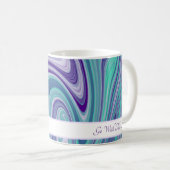 Lila Blaue Abstrakte Welle Kaffeetasse (VorderseiteRechts)