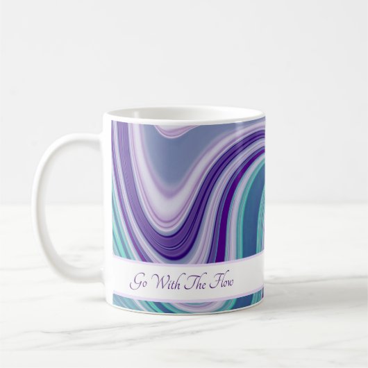 Lila Blaue Abstrakte Welle Kaffeetasse (Links)