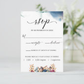 Lila Blaue Aquamarine Wasserfarbe W/ohne Mahlzeite RSVP Karte (Stehend Vorderseite)