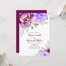 Lila, blaue Aquarellfarben-Blume Blumenhochzeit