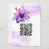 Lila blaue Aquarellfarben-Blume Hochzeitsvorlage Einladung (Rückseite)