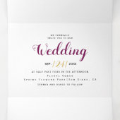 Lila, blaue Aquarellfarben-Blume mit UAWG Hochzeit Dreifach Gefaltete Einladung (Innenseite Mitte)