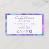 Lila-blaue Aquarellfarben-Holografie-Design Schönh Visitenkarte (Rückseite)