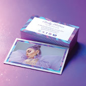 Lila-blaue Aquarellfarben-Holografie-Design Schönh Visitenkarte