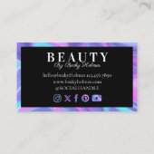 Lila-blaue Aquarellfarben-Holografie-Design Schönh Visitenkarte (Rückseite)