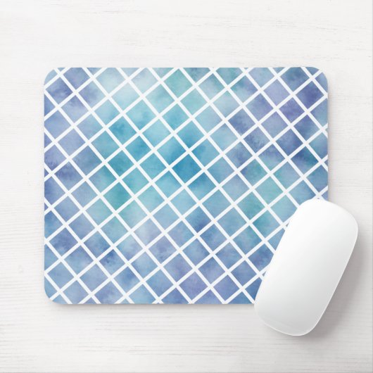 Lila blaue Aquarellfliesen Mousepad (Mit Mouse)