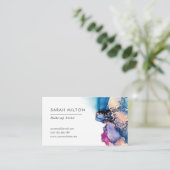 Lila blaue Aquarelltinte Visitenkarte (Stehend Vorderseite)