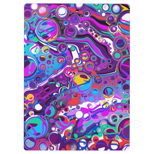 Lila, blaue Bläschen Abstrakt Moderne Klemmbrett (Rückseite)