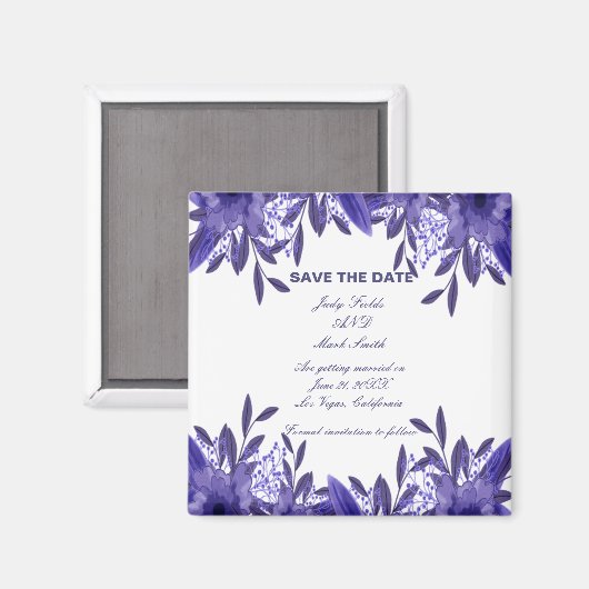 Lila blaue Blätter speichern das Datumsfenster Magnet (Vorderseite/Rückseite)