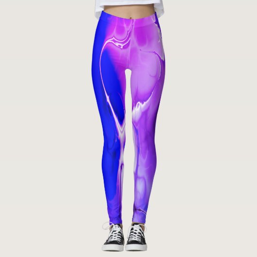 Lila blaue Blitzkunst coole Leggings (Vorderseite)