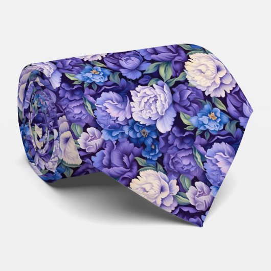 Lila-blaue Blume Krawatte (Gerollt)