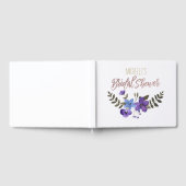 Lila blaue Blume mit Name Brautparty Gästebuch (Voll)