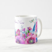 Lila blaue Blumen blühen Frühling individuelle Nam Kaffeetasse (VorderseiteRechts)