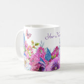 Lila blaue Blumen blühen Frühling individuelle Nam Kaffeetasse (Vorderseite Links)