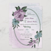 lila blaue Blumen Einladung (Vorne/Hinten)