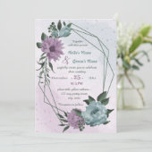 lila blaue Blumen Einladung (Stehend Vorderseite)