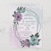 lila blaue Blumen Einladung (Vorne/Hinten)