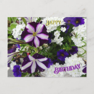 Lila Blaue Blumen Geburtstagskarte Postkarte