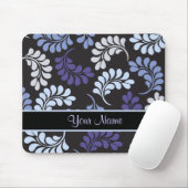Lila-blaue Blumengraphik mit Monogramm-Muster Mousepad (Mit Mouse)