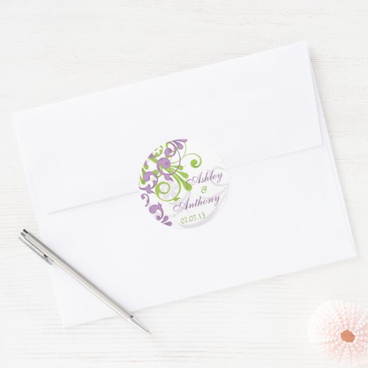 Lila blaue Blumenkleber Runder Aufkleber (Umschlag)