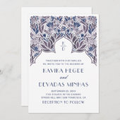 Lila-blaue Blütenblume Indianerbrollywood Einladung (Vorne/Hinten)