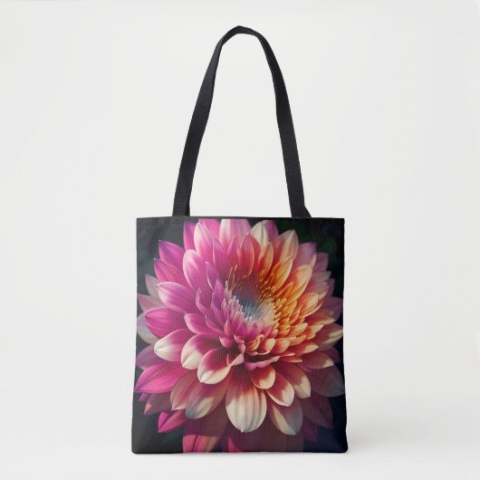 Lila-blaue Dahlia-Blume Tasche (Vorderseite)