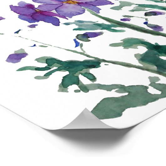 lila-blaue Delphina-Aquarellfarbe Poster (Ecke)