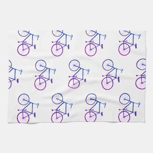 Lila blaue Fahrräder Muster Küchentuch (Horizontal)