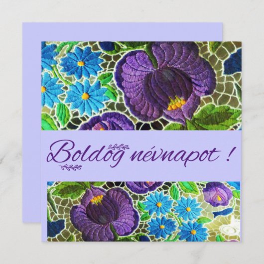 Lila - blaue fette ungarische Stickerei - Namensta (Vorne/Hinten)