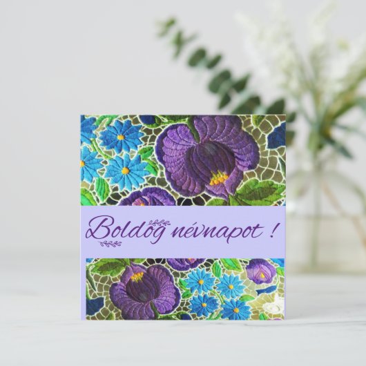 Lila - blaue fette ungarische Stickerei - Namensta (Stehend Vorderseite)