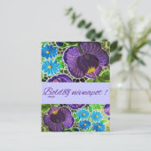 Lila - blaue fette ungarische Stickerei - Namensta Postkarte (Stehend Vorderseite)