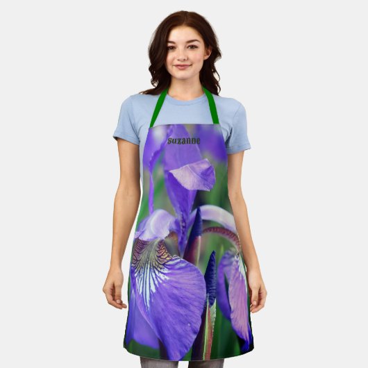 Lila blaue Flagge Iris-Blume Personalisiert Schürze (Getragen)