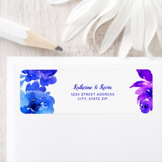 Lila blaue Flora Rücksendeadresse (Insitu)