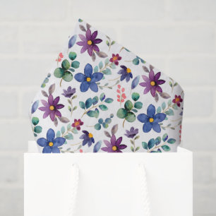 Lila Blaue Florale Decoupage Seidenpapier