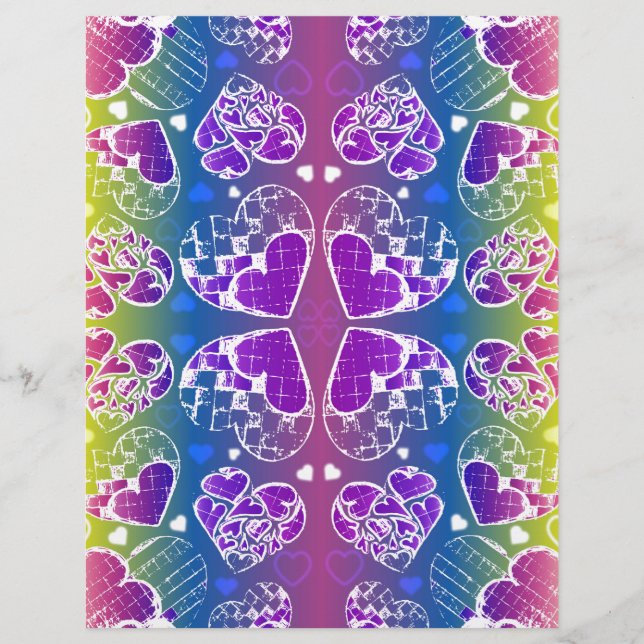 Lila, blaue, gelbe Herzmuster (Vorderseite)