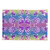 Lila, blaue, gelbe Herzmuster Kissenbezug (Rückseite)