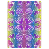 Lila, blaue, gelbe Herzmuster Klemmbrett (Rückseite)