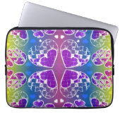 Lila, blaue, gelbe Herzmuster Laptopschutzhülle (Vorderseite)